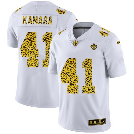Herren New Orleans Saints Trikot Alvin Kamara 41 Nike Flocked Leopard Print Weiß